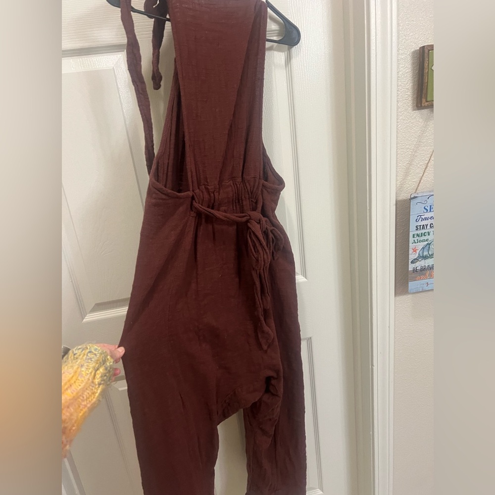 Free People Henriette jumpsuit, size L, rum raisin color